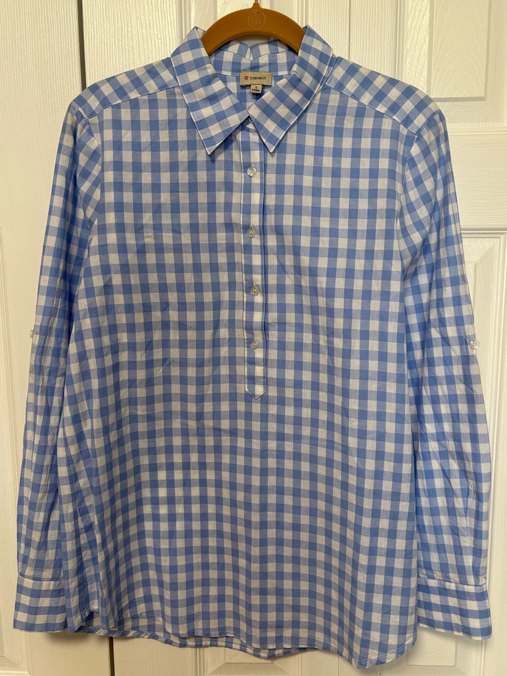 Cremieux 109% Cotton Blue and White Gingham Button-Front Shirt